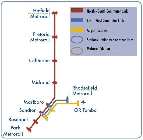 Gautrain metr expresso aeroporto Joanesburgo