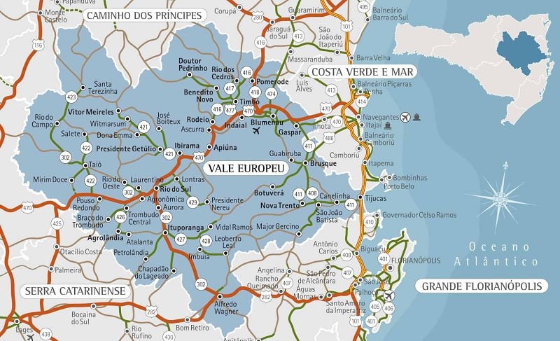 Mapa do Vale Europeu - Santa Catarina