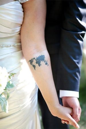 tatuagem mapa mundi braço viagem