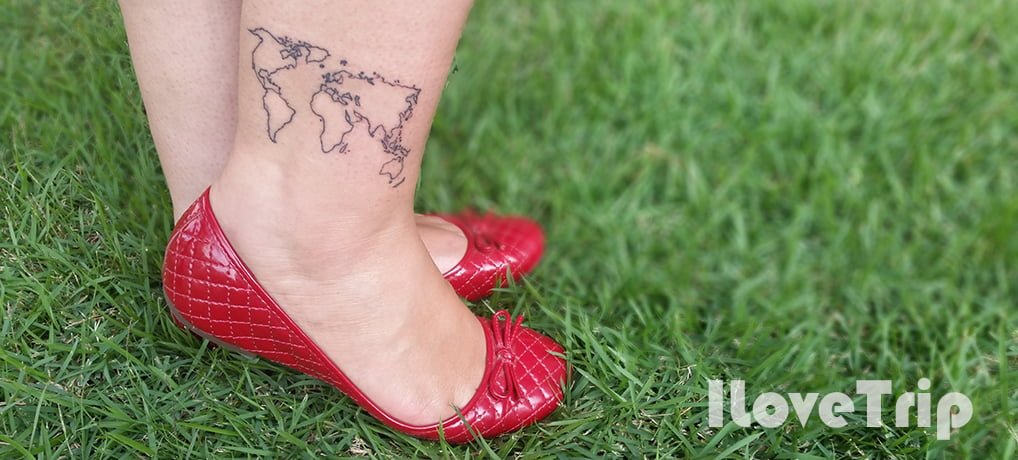 Tatuagem mapa mundi calcanhar ilovtetrip
